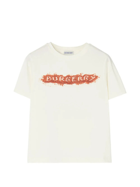  Burberry Kids Sandy Logo Cotton T-shirt - Neutrals 