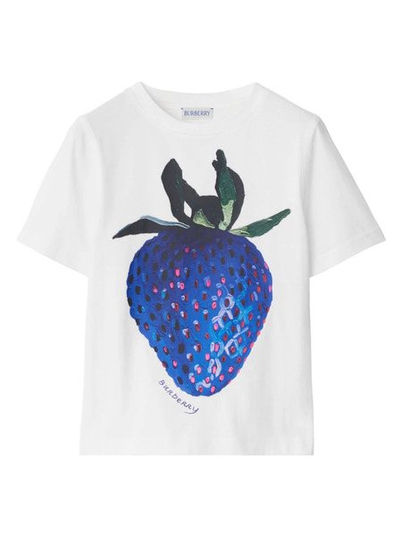  Burberry Kids Strawberry-print Cotton T-shirt - White 