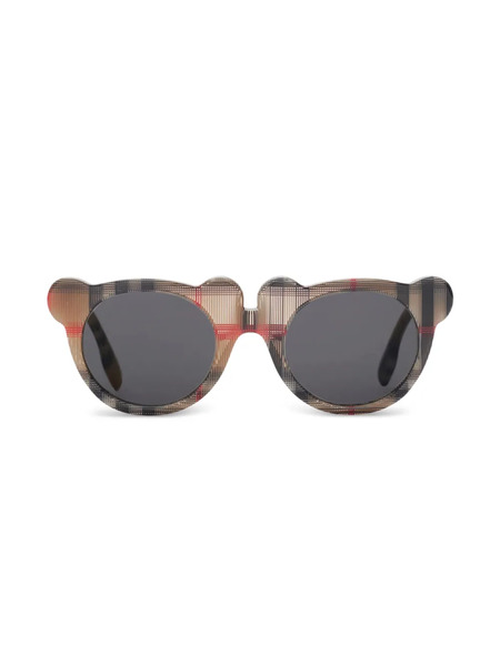  Burberry Kids Teddy Bear-frame Checked Sunglasses - Brown 