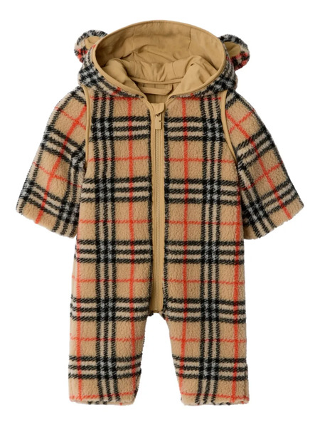  Burberry Kids Zip-up Hooded Romper - Neutrals 