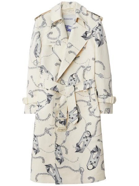 Burberry Knight Hardware Tricotine Trench Coat - Neutrals 