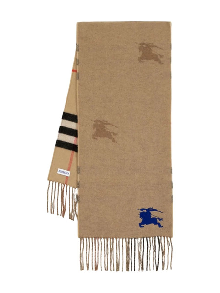  Burberry Knight-logo Fringe Scarf - Neutrals 