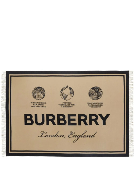  Burberry Label Cashmere-wool Jacquard Blanket - Neutrals 