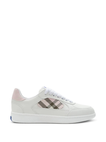  Burberry Leather And Check Terrace Sneakers​ - White 
