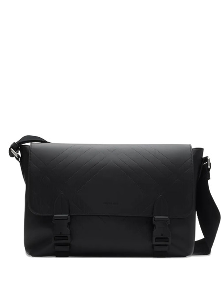  Burberry Leather Embossed Messenger Bag - Black 