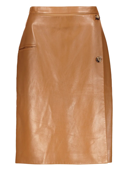  Burberry Leather Skirt - Brown 
