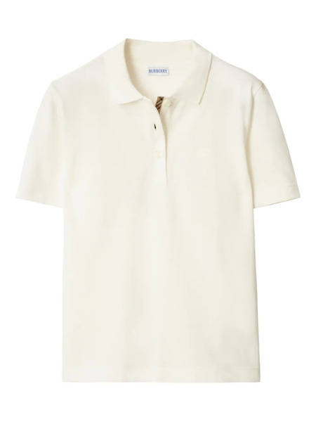  Burberry Logo-embroidered Polo Top - White 