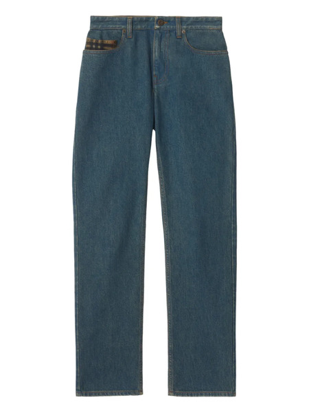  Burberry Logo-patch Straight-leg Jeans - Blue 