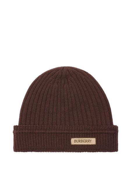  Burberry Logo-plaque Wool Beanie - Brown 
