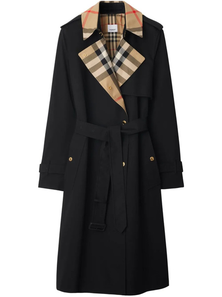  Burberry Long Check Trench Coat - Black 