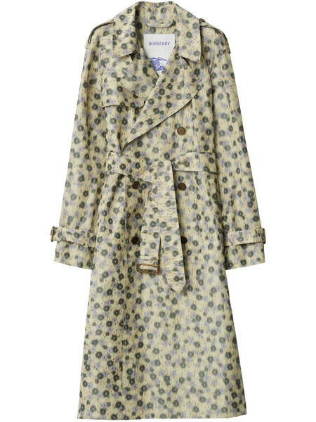  Burberry Long Daisy-print Trench Coat - Neutrals 