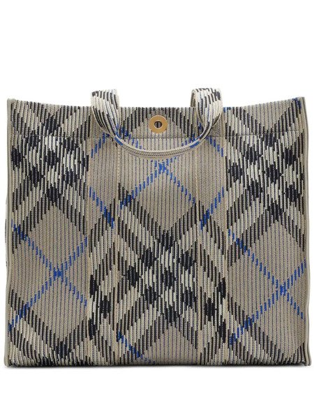  Burberry Medium Check Knitted Tote Bag - Neutrals 
