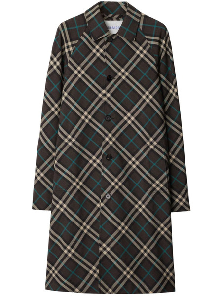  Burberry Mid-length Check Trench Coat - Brown 