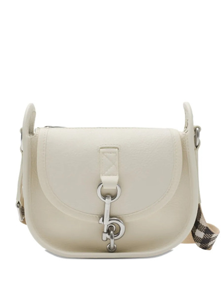  Burberry Mini B Clip Checked-strap Cross Body Bag - White 