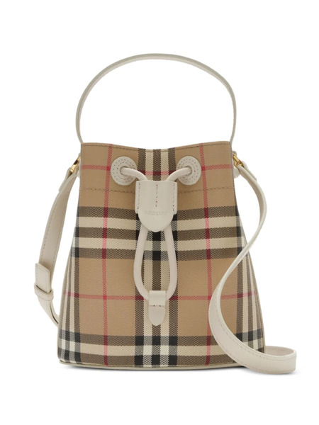  Burberry Mini Check Bucket Bag - Neutrals 