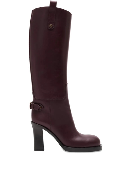  Burberry 85mm Cavalier Calf Leather Boots - Red 