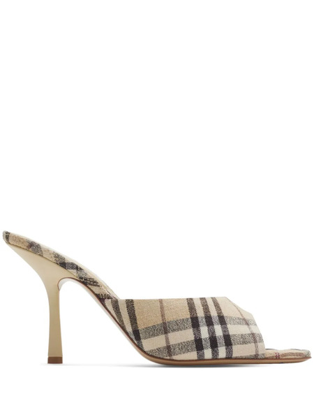  Burberry 90mm Check-pattern Sandals - Brown 