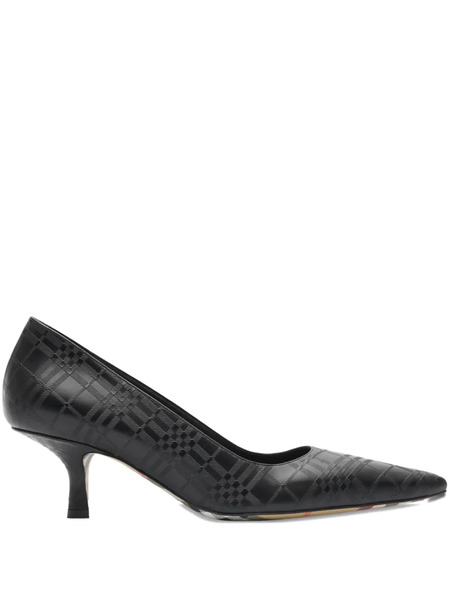  Burberry 55mm Dame Pointed-toe Check-embossed Pumps - Black 