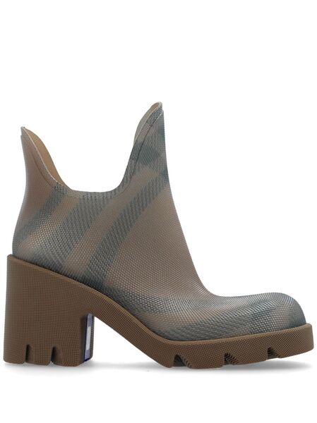  Burberry 65mm Marsh Checked Rubber Boots - Neutrals 
