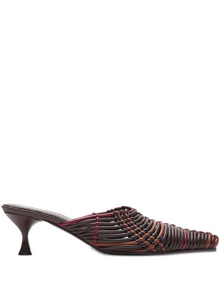  Burberry 55mm Woven Heel Mules - Brown 