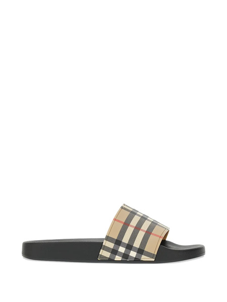  Burberry Open-toe Check-pattern Slides - Neutrals 