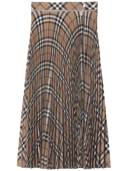  Burberry Pleated Check Skirt - Neutrals 