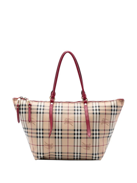  Burberry Pre-owned 2000-2017 Medium Haymarket Check Coated Canvas Salisbury Tote Bag - Brown 