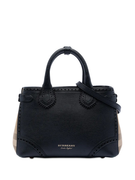  Burberry Pre-owned 2000-2017 Small Grainy Calfskin Brogues And House Check Banner Bag Satchel - Black 