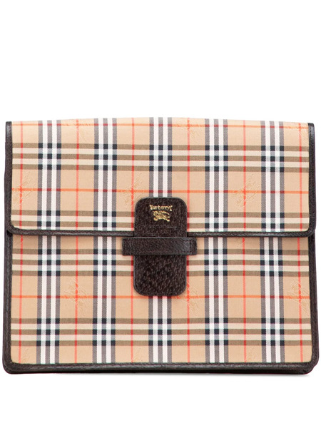  Burberry Pre-owned 20th Century Haymarket Check Canvas Clutch Bag - Brown 
