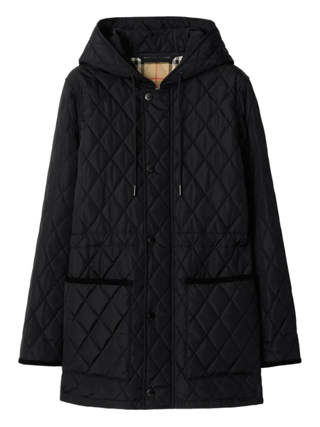  Burberry Quilted Hooded Jacket - Black 