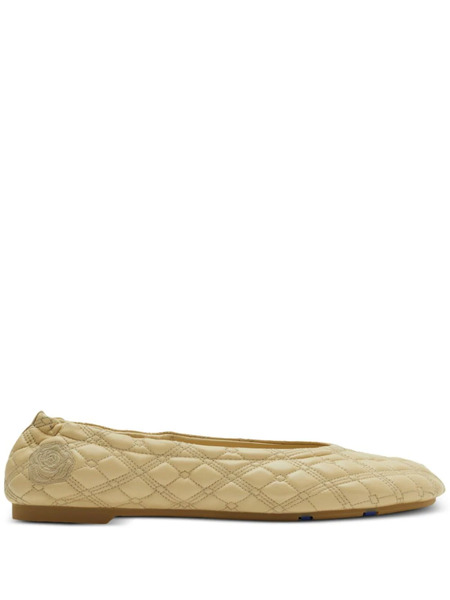  Burberry Quilted Leather Ballerina Shoes - Neutrals 
