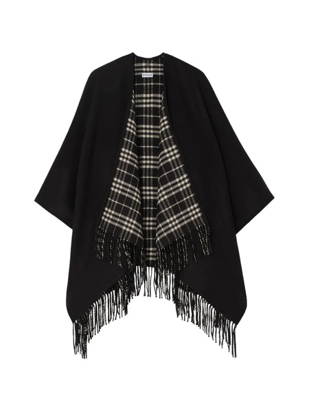  Burberry Reversible Check Wool Cape - Black 