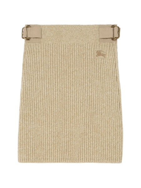  Burberry Ribbed Buckle-strap Mini Skirt - Neutrals 