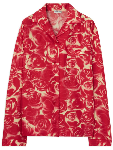  Burberry Rose-print Silk Shirt - Red 