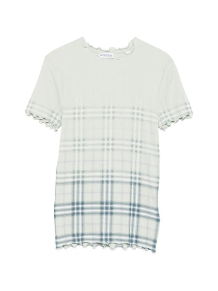  Burberry Ruffled-detail Check-pattern T-shirt - Green 