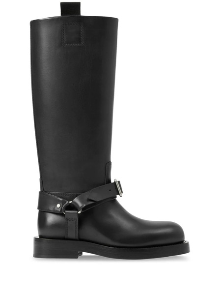 Burberry Saddle Knee-high Leather Boots - Black 