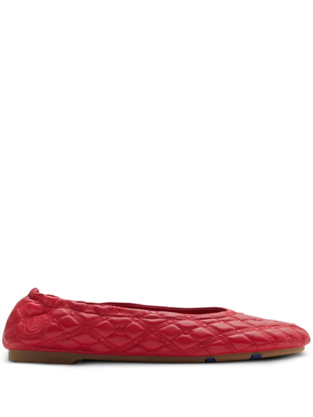  Burberry Sadler Leather Ballerina Shoes - Red 