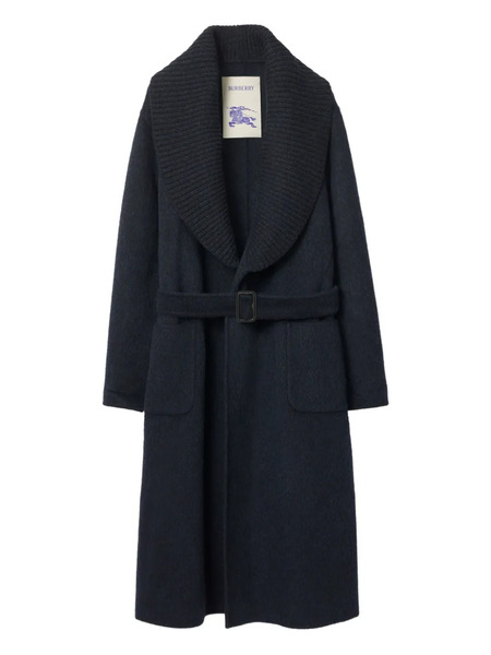  Burberry Shawl-collar Wool-blend Coat - Blue 