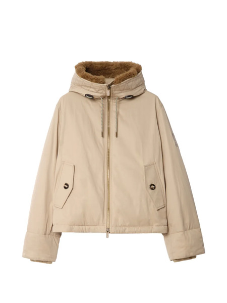  Burberry Shearling Trim Hooded Jacket - Neutrals 