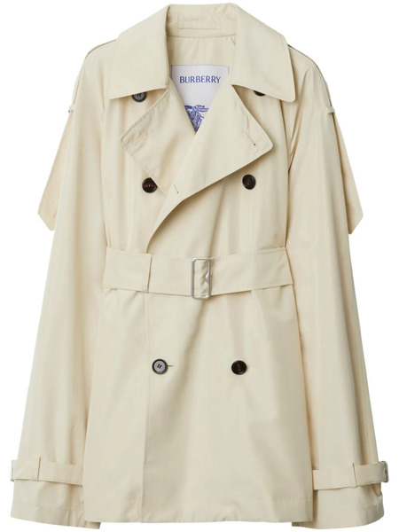  Burberry Short Silk Trench Coat - Neutrals 