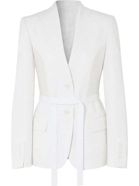  Burberry Single-breasted Belted Blazer - White 
