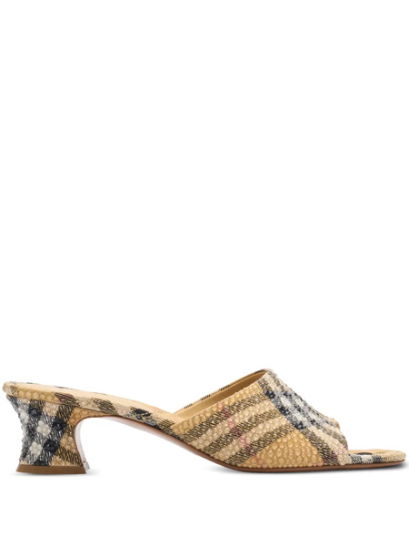 Burberry Sloane Rhinestone-check Heeled Sandals - Neutrals 