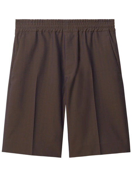  Burberry Tailored Wool Herringbone Shorts - Brown 