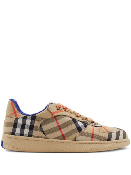  Burberry Terrace Checked Canvas Sneakers - Neutrals 