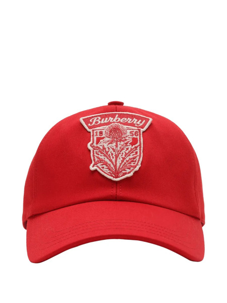 Burberry Thistle Shield Appliqué Baseball Cap - Red 