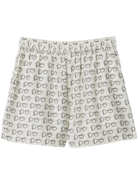  Burberry Toggle-print Silk Shorts - White 