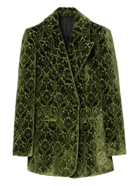  Burberry Velvet-effect Peak-lapel Blazer - Green 