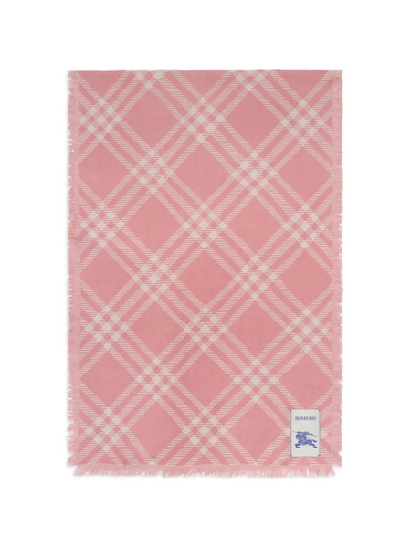  Burberry Wide Check Wool Silk Scarf - Pink 
