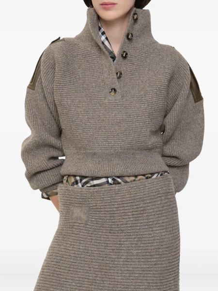  Burberry Wool Half-button Sweater - Grey 