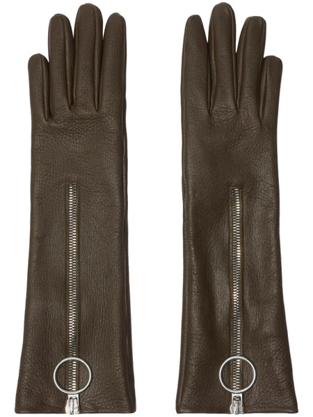  Burberry Zip-up Gloves - Brown 